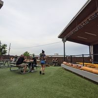 Yard and stage at Camp Taco at Lost Forty Brewing in Little Rock