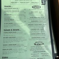 Menu  at Camp Taco at Lost Forty Brewing in Little Rock