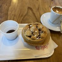 Apricot pastry and a macchiato with soy milkk  at So Natural in Milan