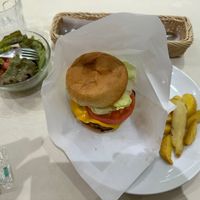 Cheeseburger (menu with a little salad and wedges)  at Whitely Kyoto in Kyoto