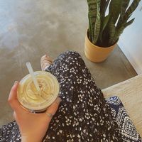Iced vanilla latte with oat milk  at All Roads in Jefferson