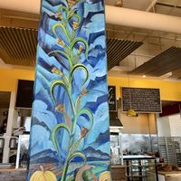 Inside mural and kitchen  at Wahpepah's Kitchen in Oakland