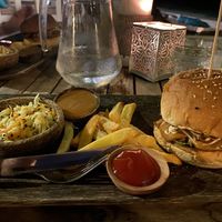 The vegan burger was delicious!  at Karma Kayak in 