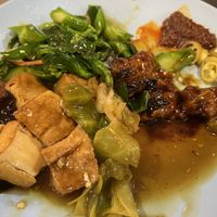 Assorted mix veggies( tofu, Kailan & black pepper chicken)$3  at SuManYuan 素满园 - People's Park Centre in Central Singapore