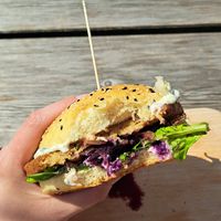 Pommern Burger mit Pilzpattie at Naturhafen Krummin in Trassenheide