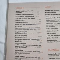 Menu at Capri in Lanzarote