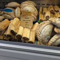 Vegan selection of pasties and rolls at Tobermory Stores in Isle Of Mull