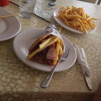 Vegan souvlaki, vegan gyros and French fries at Star Fast Food in Rhodes