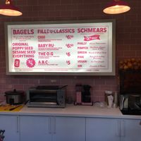 Wall menu at KINGBABYBAGELS in Newcastle Upon Tyne