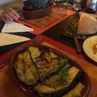 Vegan baked eggplant with sweet potato mash at Pura Vida in El Calafate