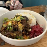 Jackfruit and shiitake - VERY salty   at Aurora Kusina in Shepton Mallet