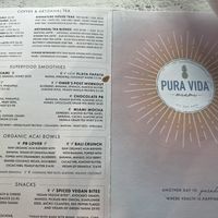 Menu  at Pura Vida in Fort Lauderdale