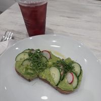 Avocado toast and refreshing hibiscus tea   at Pura Vida in Fort Lauderdale