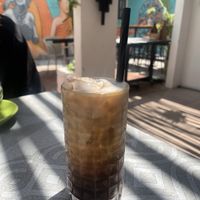 Iced coffee with cashew milk  at Planta in Phnom Penh