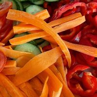 Freshly chopped vegetables, used in all of their sandwiches! at Café Hyggestund' in Birkeroed