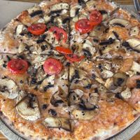 Vegan mushroom pizza   at Pizza Locale Marmaris Marina in Marmaris
