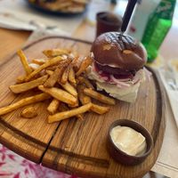 Vegan Beyond Meat burger  at Harper All Day Cafe & Restaurant in Karpathos