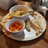 Hummus platter (we ate maybe a third by this point) at Kuk Bread Bowls in Lima