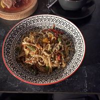 Udon noodles with vegetables  at Esushi in Chisinau