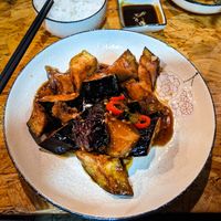 Garlic Aubergine meal at Asien Farmhouse at Asien Farmhouse in Berlin