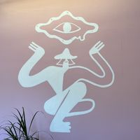 Logo on wall  at Psychic Pie in Sebastopol