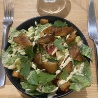 “Chicken” Cesar salad. I usually don’t enjoy fake meat but this had a nice flavor and texture   at Koko Green in Nice