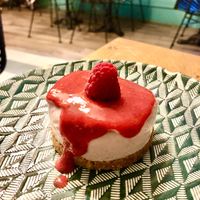 Raspberry and white chocolate cheesecake   at Koko Green in Nice