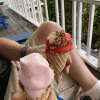 Waffle cones. Triple scoop is the only size offered   at Pinocchio's in Sanibel