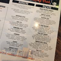 Burger & Salad Menu at Tent City Taphouse in Anchorage