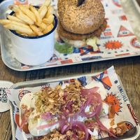 Vegan chicken burger and wedge saladd  at Brewdog - Doghouse in Manchester