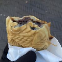 Miso + anko: allright. It tastes like pancake with aduki bean and miso filling.  at Tokyo Taiyaki Story in The Hague