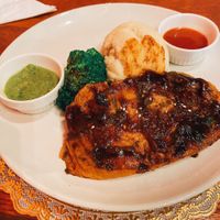 Steak, mash and mushy peas  at Romeo and Vero Vegan Butcherie and Restaurant  in Cape Town