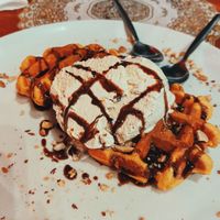 Waffle with ice cream  at Romeo and Vero Vegan Butcherie and Restaurant  in Cape Town