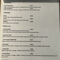 Menu  at Romeo and Vero Vegan Butcherie and Restaurant  in Cape Town