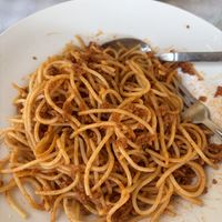 Half eaten pasta with soy mince!   at Mouragia in Corfu