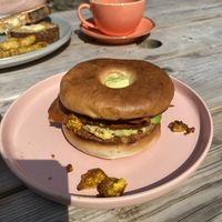 Vegan bagel   at Second Home Studio + Cafe in Aberdeen