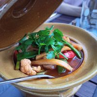 Pan fried vegetables in sweet and sour sauce and rice at Thai Square in Waterloo