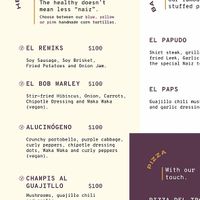 English menu vegan options  at El Socio Naiz Taquería in Cancun