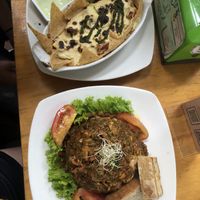 Arroz con diferentes proteínas apv y lasaña de nachos   at Vegarden in Medellin