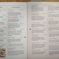 Menu 1 at Vegarden in Medellin