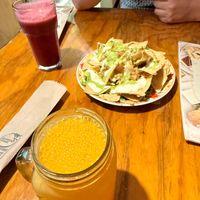 Mandarin juice, Nachos Mexicanos at Vegarden in Medellin