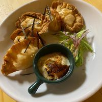 Dumplings with their own homemade sauce   at Neko Vegan House in Penang