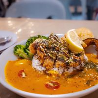 Kabocha curry cutlet rice  at Neko Vegan House in Penang