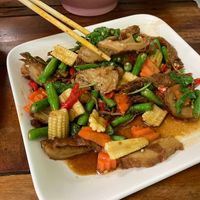 Thai basil roast duck  at Thammachat Vegetarian Food ธรรมชาติ อาหารเจ พัทยาเหนือ in Pattaya