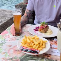 Baked potato and fries  at Biergarten Seehotel Schlierseer Hof in Schliersee