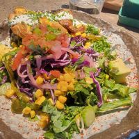 Latin lover . Smashed truffle potatoes at Honest Greens - Gran Via in Madrid