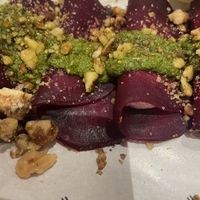 Beet ravioli   at Honest Greens - Gran Via in Madrid