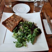 Lasagna and salad at l'Autre Rive in Berrien