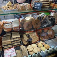 Those circled in red I was shown to be vegan. This is only half the cabinet   at Grace's Bakery in Yarmouth