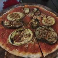 Vegan pizza with egg plant and zucchini 😋 at Mammamia in San Juan Del Sur